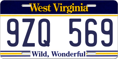 WV license plate 9ZQ569