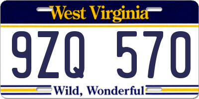 WV license plate 9ZQ570