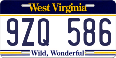 WV license plate 9ZQ586