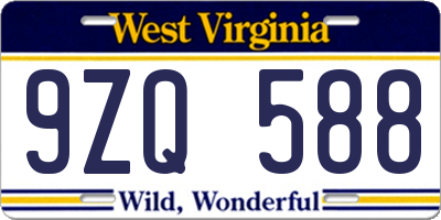 WV license plate 9ZQ588