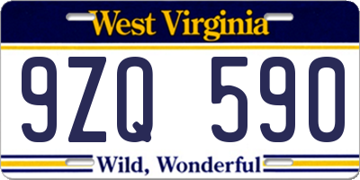 WV license plate 9ZQ590