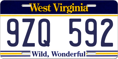 WV license plate 9ZQ592