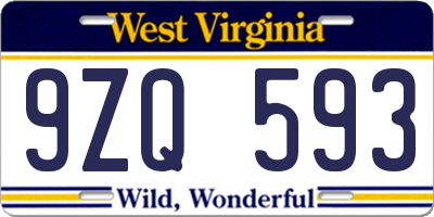 WV license plate 9ZQ593