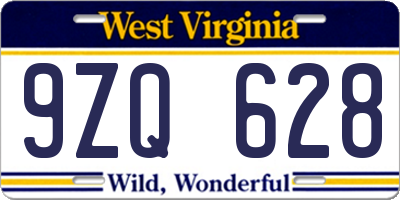 WV license plate 9ZQ628
