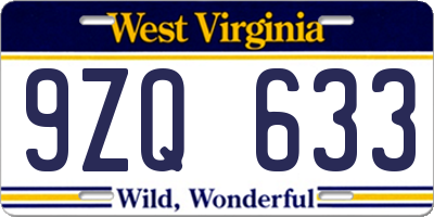 WV license plate 9ZQ633