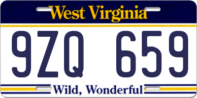 WV license plate 9ZQ659