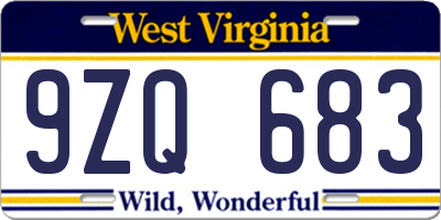 WV license plate 9ZQ683
