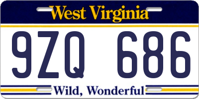 WV license plate 9ZQ686
