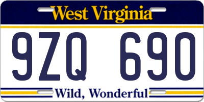WV license plate 9ZQ690