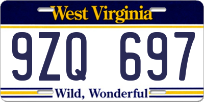 WV license plate 9ZQ697