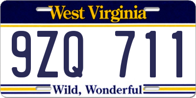 WV license plate 9ZQ711