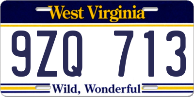 WV license plate 9ZQ713