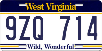 WV license plate 9ZQ714