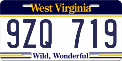 WV license plate 9ZQ719
