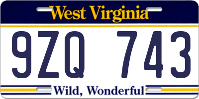 WV license plate 9ZQ743