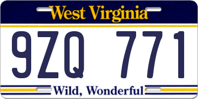 WV license plate 9ZQ771
