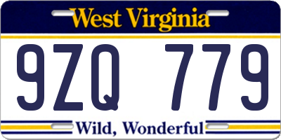 WV license plate 9ZQ779