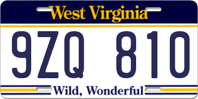 WV license plate 9ZQ810
