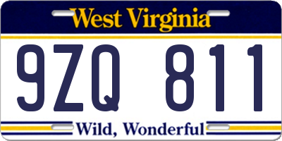 WV license plate 9ZQ811