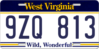 WV license plate 9ZQ813