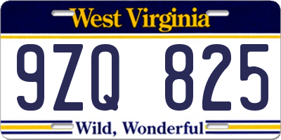 WV license plate 9ZQ825