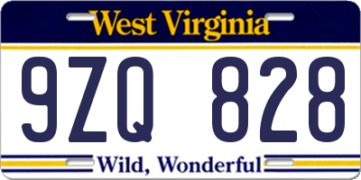 WV license plate 9ZQ828