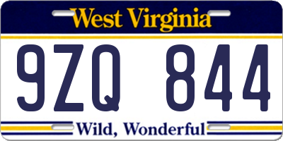 WV license plate 9ZQ844