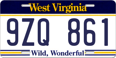 WV license plate 9ZQ861