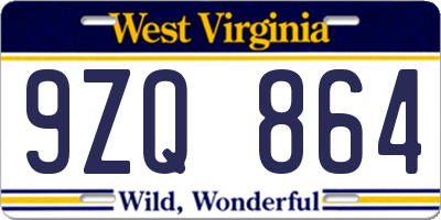 WV license plate 9ZQ864