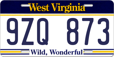 WV license plate 9ZQ873