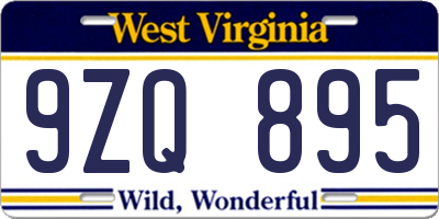 WV license plate 9ZQ895