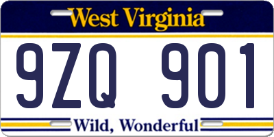WV license plate 9ZQ901