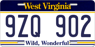 WV license plate 9ZQ902