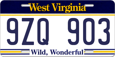 WV license plate 9ZQ903