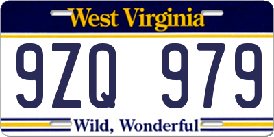 WV license plate 9ZQ979