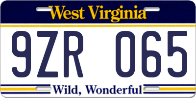 WV license plate 9ZR065
