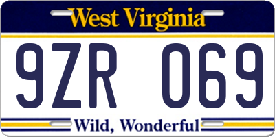 WV license plate 9ZR069