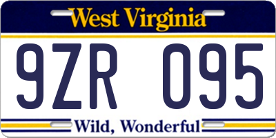 WV license plate 9ZR095