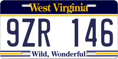 WV license plate 9ZR146