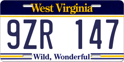 WV license plate 9ZR147