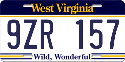 WV license plate 9ZR157