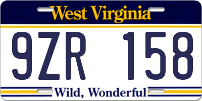 WV license plate 9ZR158