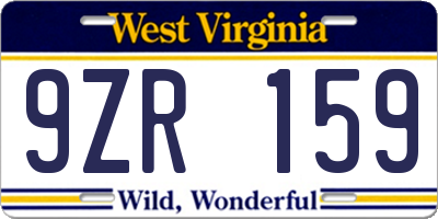 WV license plate 9ZR159