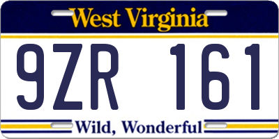 WV license plate 9ZR161