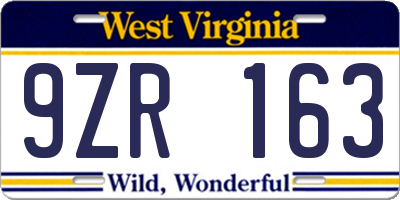 WV license plate 9ZR163
