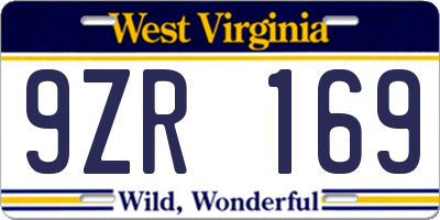 WV license plate 9ZR169