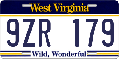 WV license plate 9ZR179