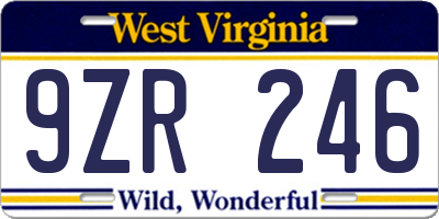 WV license plate 9ZR246