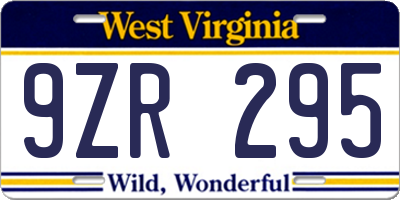 WV license plate 9ZR295