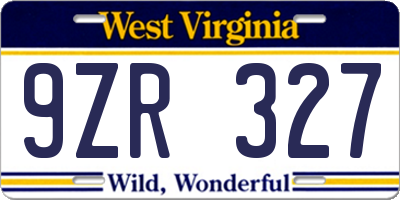 WV license plate 9ZR327